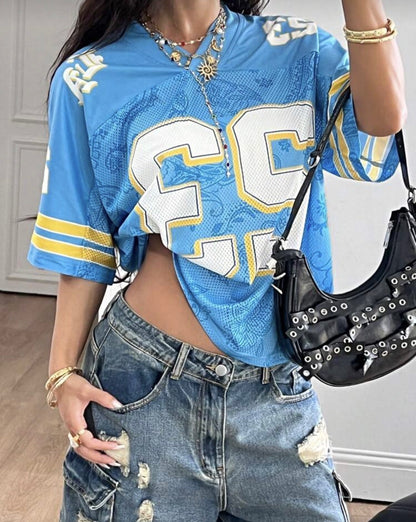 Coolane Women's Summer Style
Streetwear Rave Vintage Athleisure Grunge Breathable Mesh Graphics Oversized Jersey