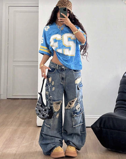 Coolane Women's Summer Style
Streetwear Rave Vintage Athleisure Grunge Breathable Mesh Graphics Oversized Jersey