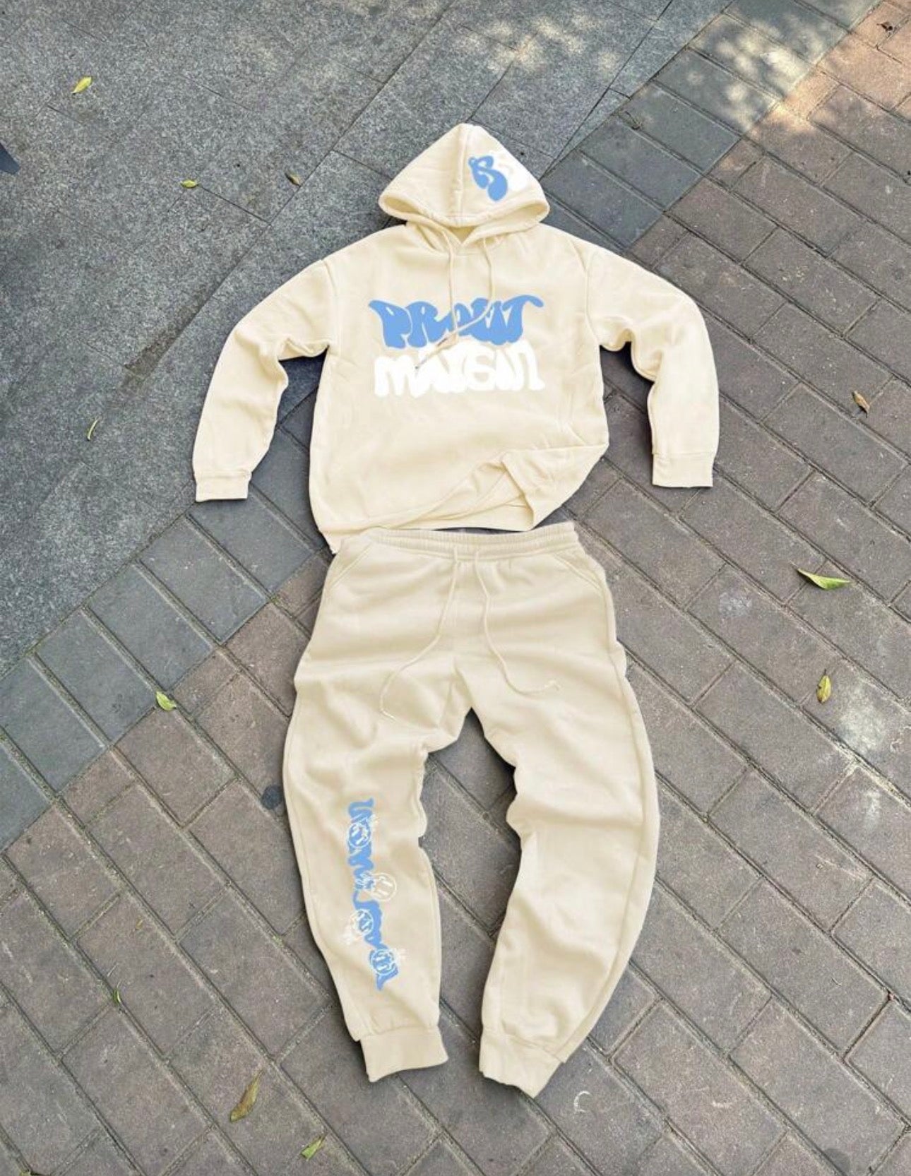 Manfinity EMRG 2pcs Men's Autumn Winter Letter Printed Drawstring Thermal
Lined Hoodie And Sweatpants Casual