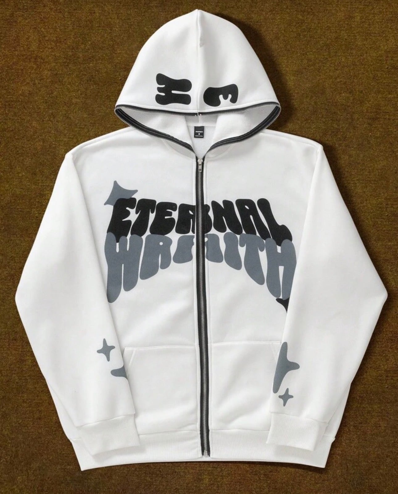 Manfinity Roghcode Men's Loose Fit Zip Up Hooded Sweatshirt With Thermal Lined, For Fall Winter, Long Sleeve Top ^