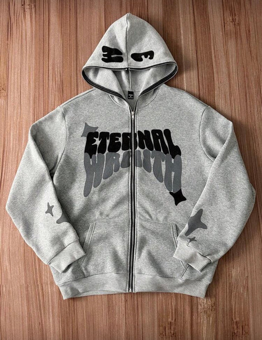 Manfinity Roghcode Men's Loose Fit Zip Up Hooded Sweatshirt With Thermal Lined, For Fall Winter, Long Sleeve Top ^